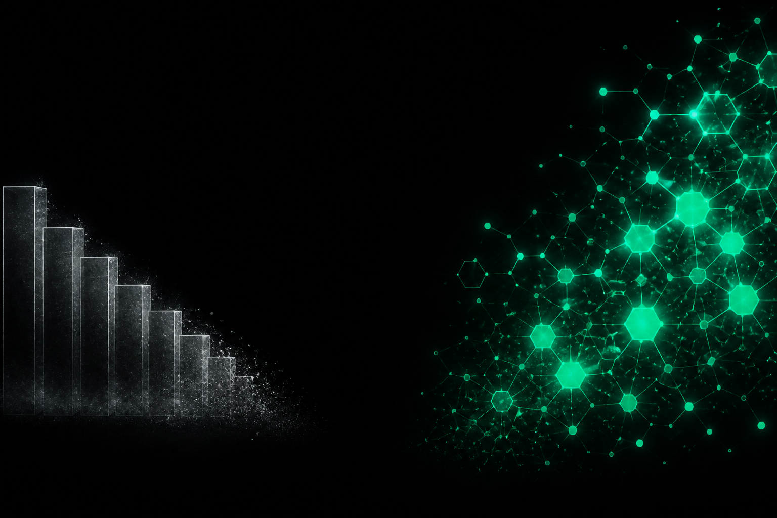 Abstract illustration of roles fading while automation networks expand