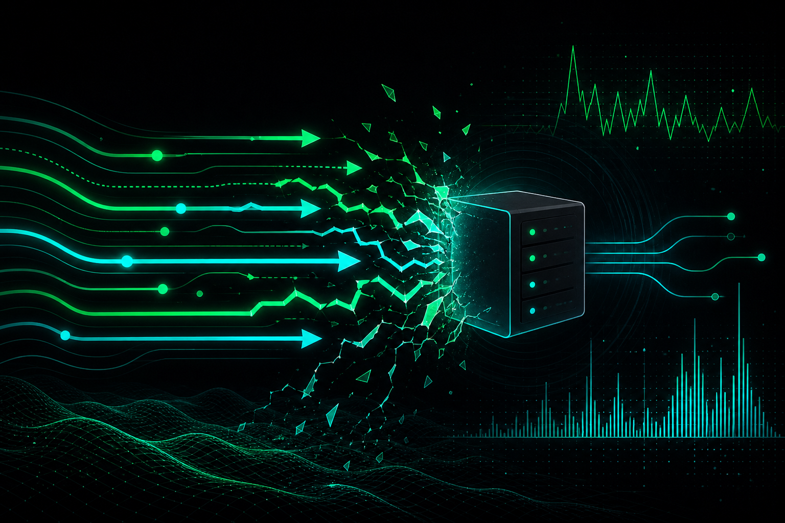 Abstract illustration of API load testing and chaos engineering